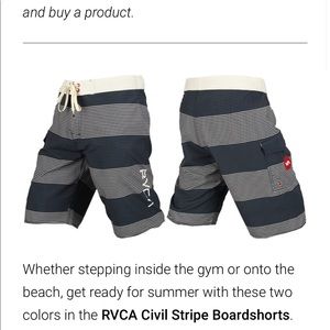 RVCA Civil Stripe Board-shorts in navy and white.
Size 30